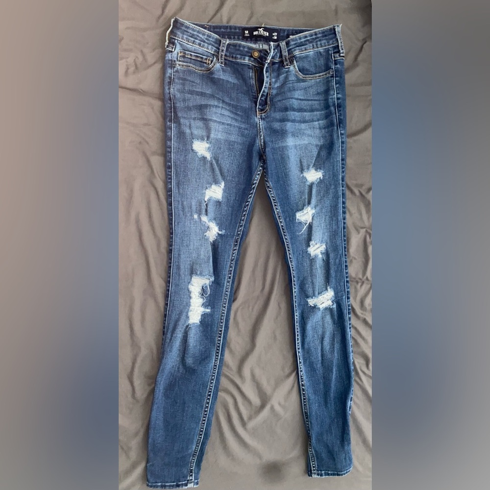 Trendy Blue Distressed Women's Skinny Jeans